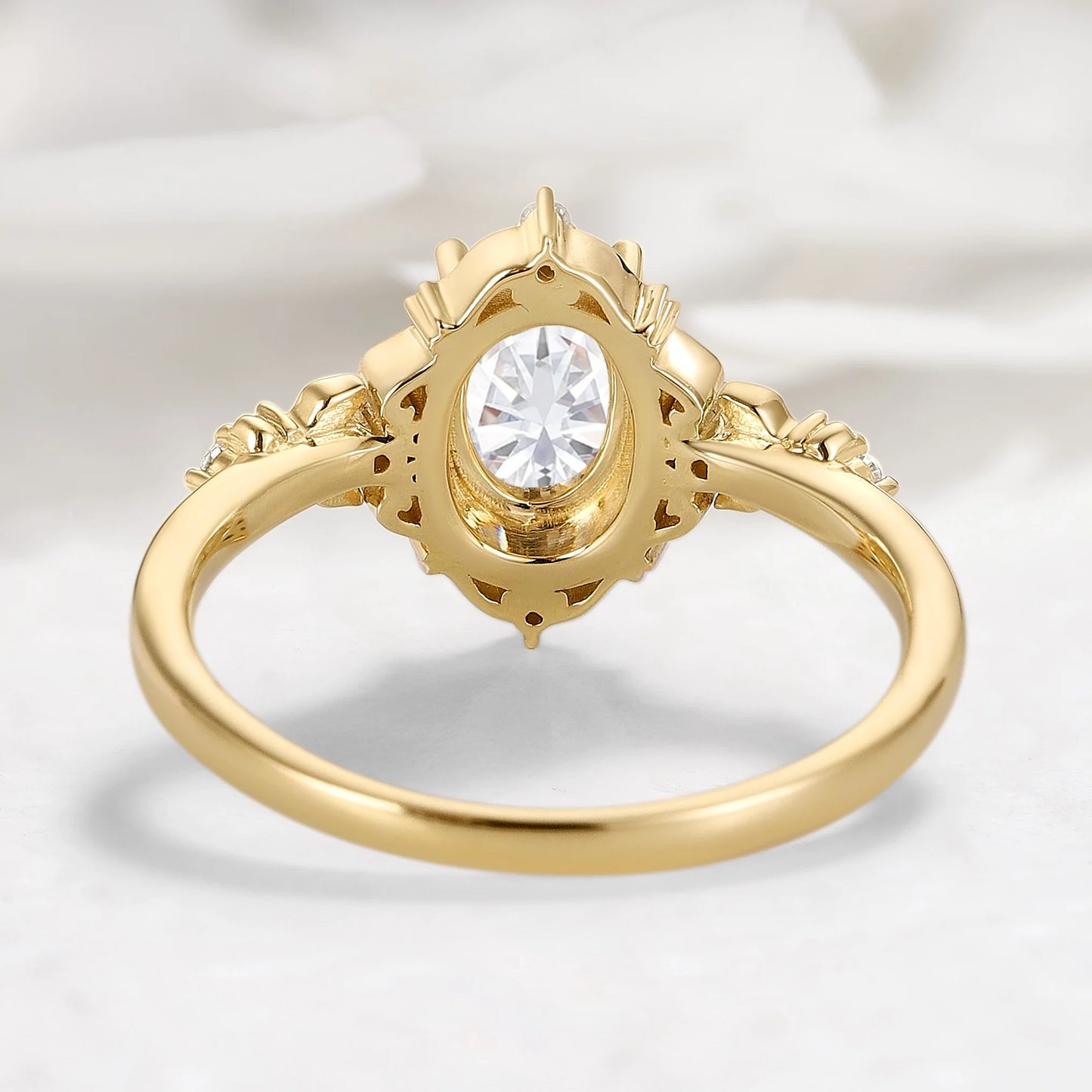 Nature Inspried Vintage Bezel Oval Cut Moissanite Ring Engagement Ring - Liora