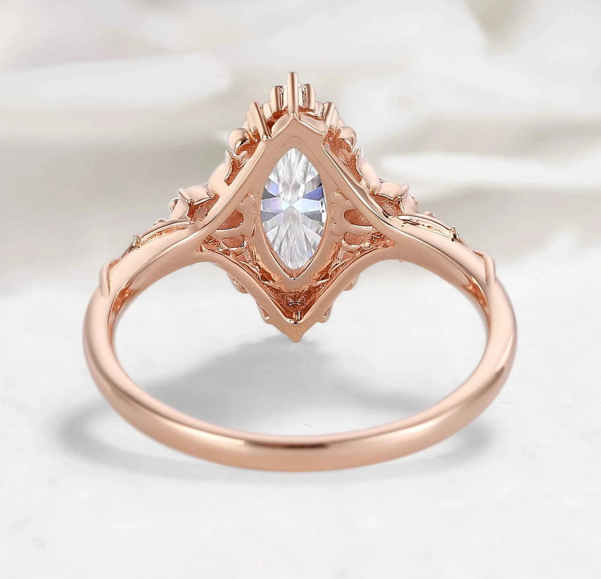 Nature Inspired Vintage Thorn Marquise Moissanite Engagement Ring - Valora