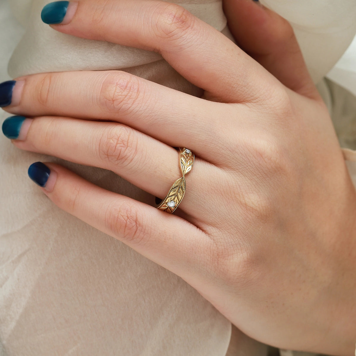 Nature-Inspired Moissanite Wedding Ring For Men
