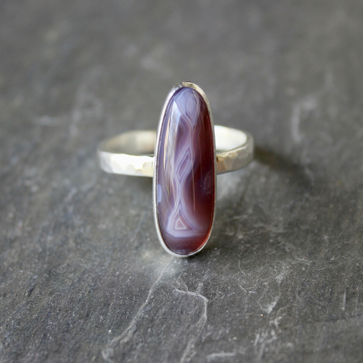 Oregon Holley Blue Agate Statement Ring Size 13.75 | PNW Gemstone | Handmade Sterling Silver