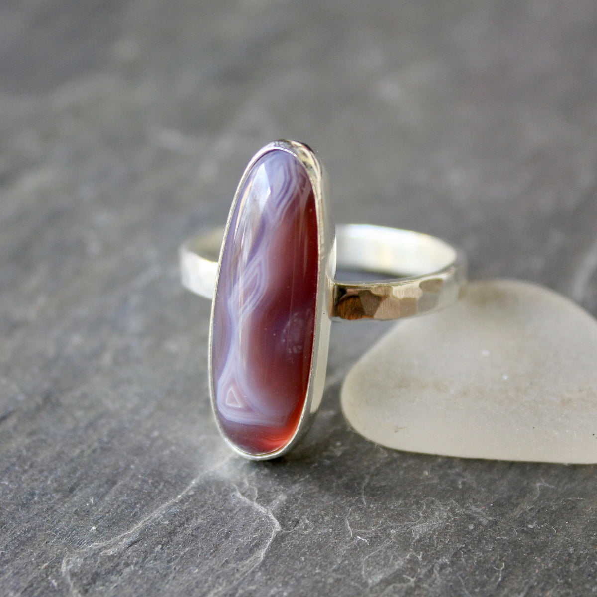Oregon Holley Blue Agate Statement Ring Size 13.75 | PNW Gemstone | Handmade Sterling Silver
