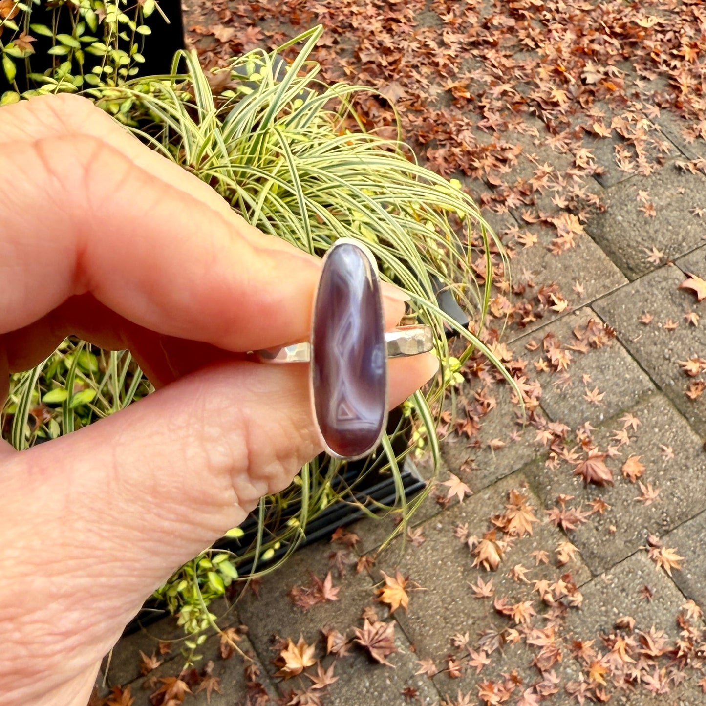 Oregon Holley Blue Agate Statement Ring Size 13.75 | PNW Gemstone | Handmade Sterling Silver