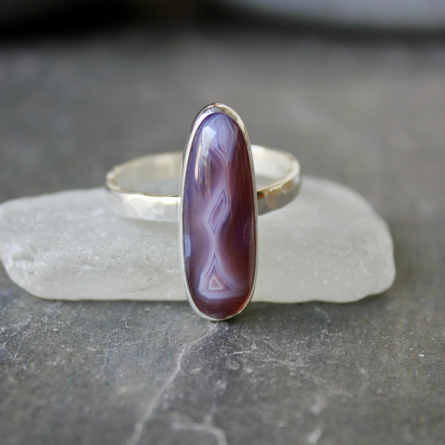 Oregon Holley Blue Agate Statement Ring Size 13.75 | PNW Gemstone | Handmade Sterling Silver