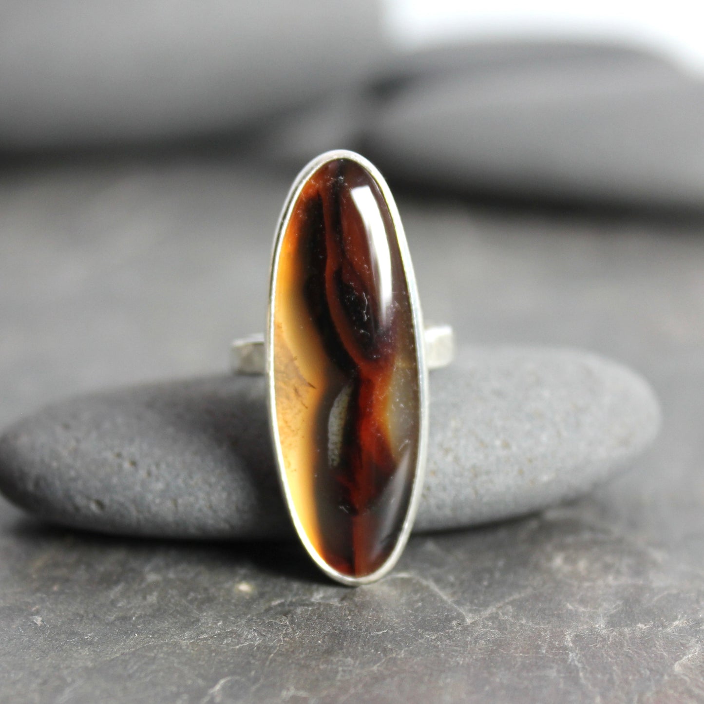 Montana Agate Statement Ring Size 8 | PNW Gemstone | Handmade Sterling Silver
