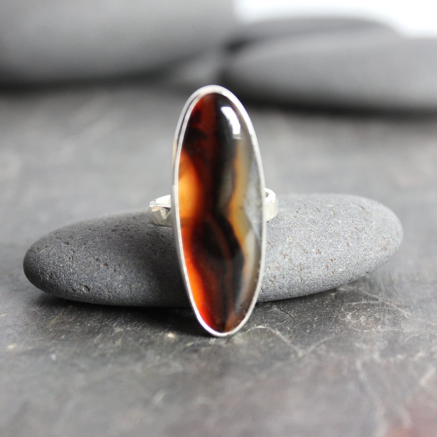 Montana Agate Statement Ring Size 8 | PNW Gemstone | Handmade Sterling Silver