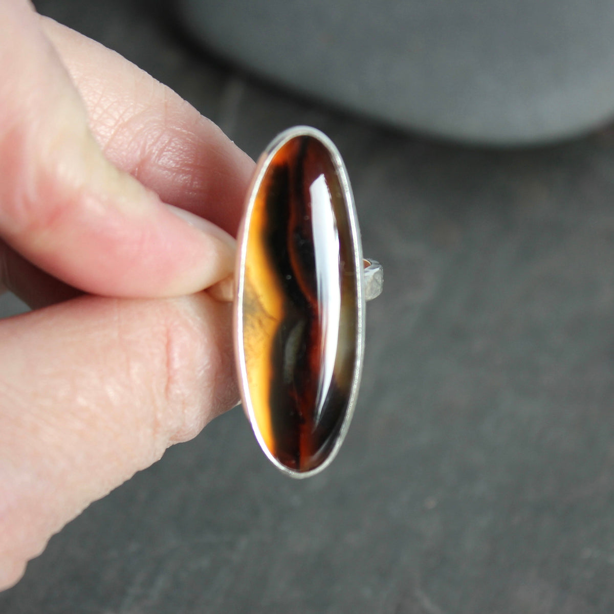 Montana Agate Statement Ring Size 8 | PNW Gemstone | Handmade Sterling Silver