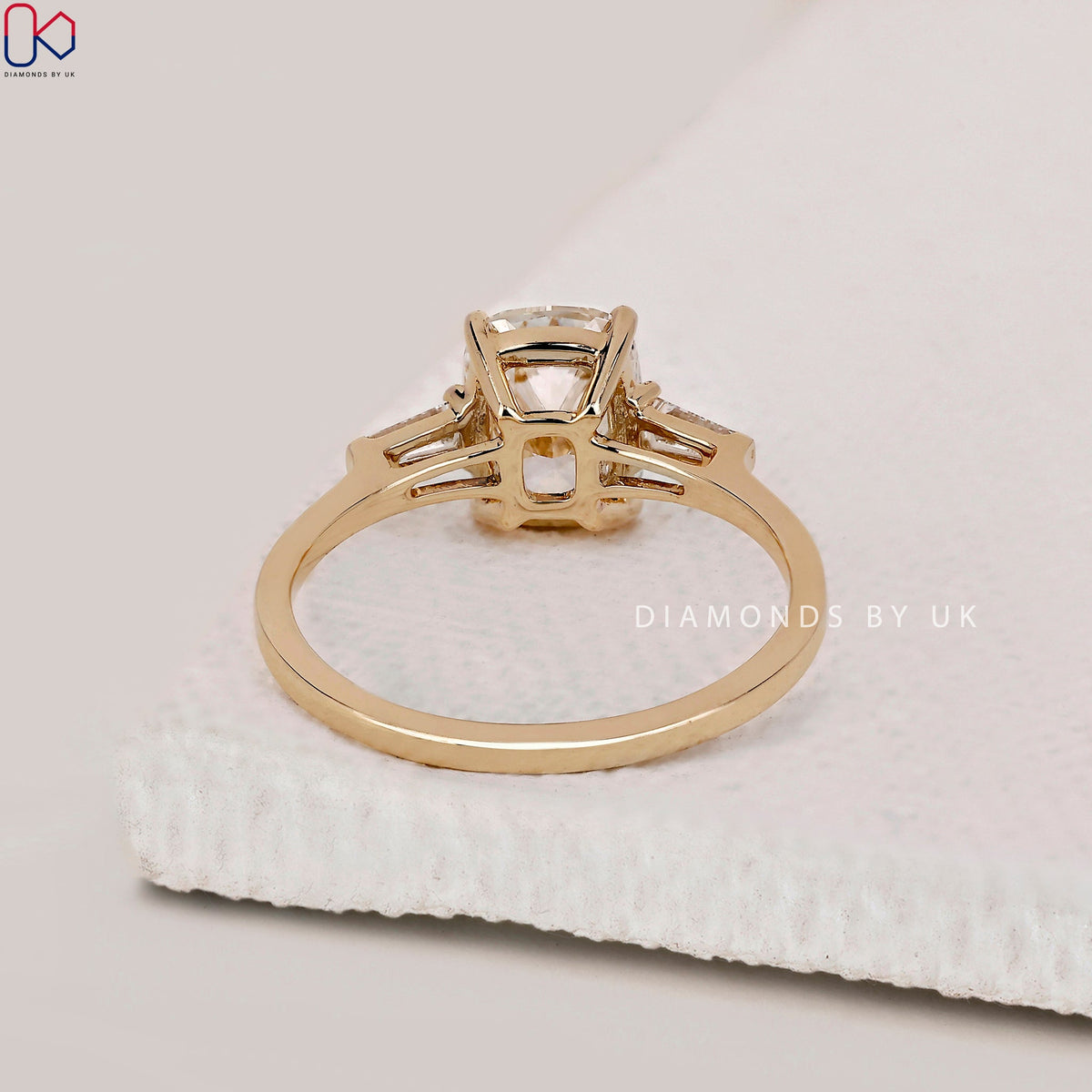 Cushion Cut 3 Stone Diamond Engagement Ring