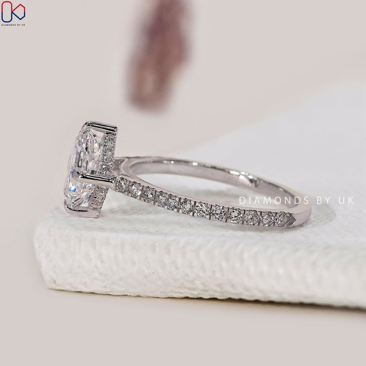 Asscher Cut Diamond Ring In Hidden Halo