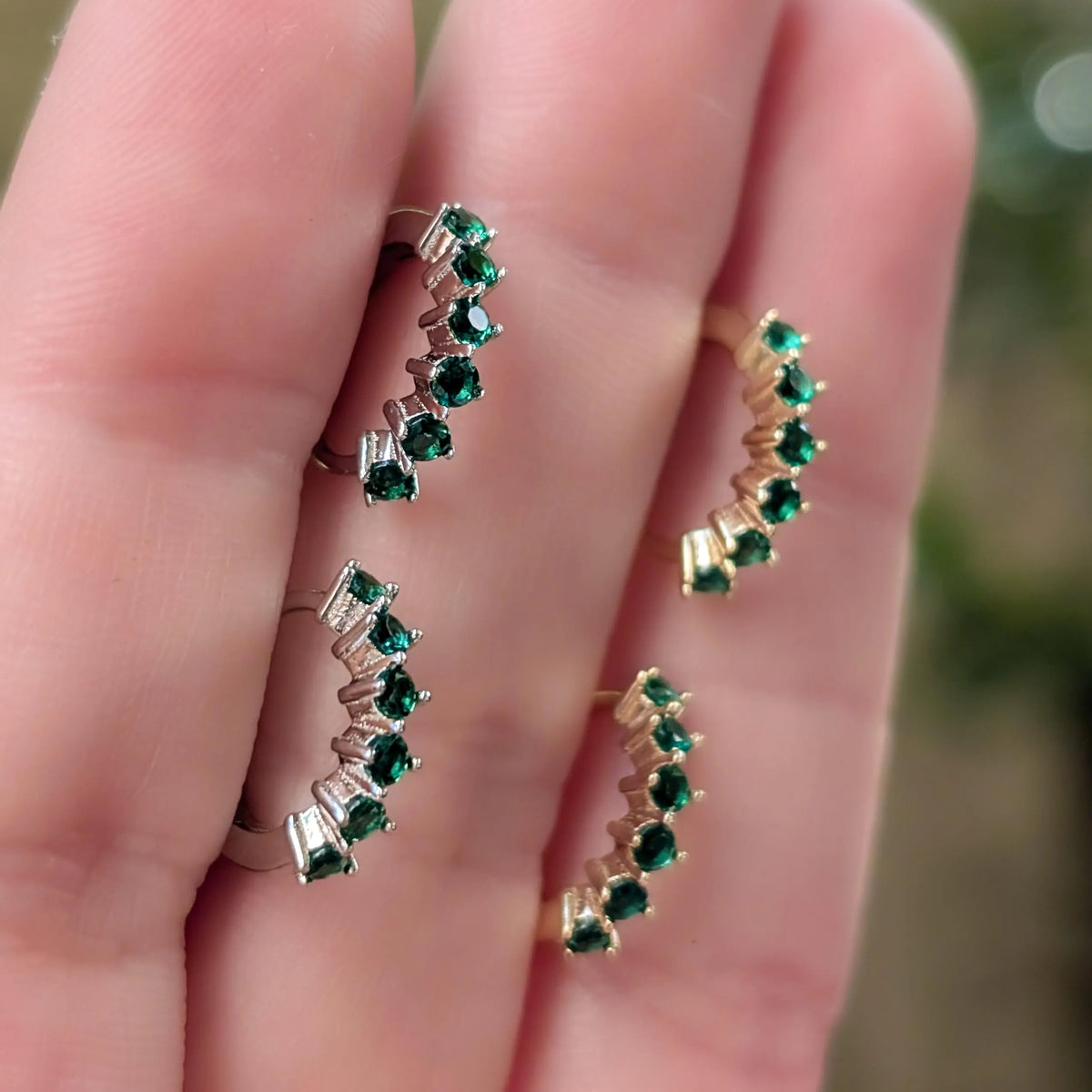 Small Emerald Hoops