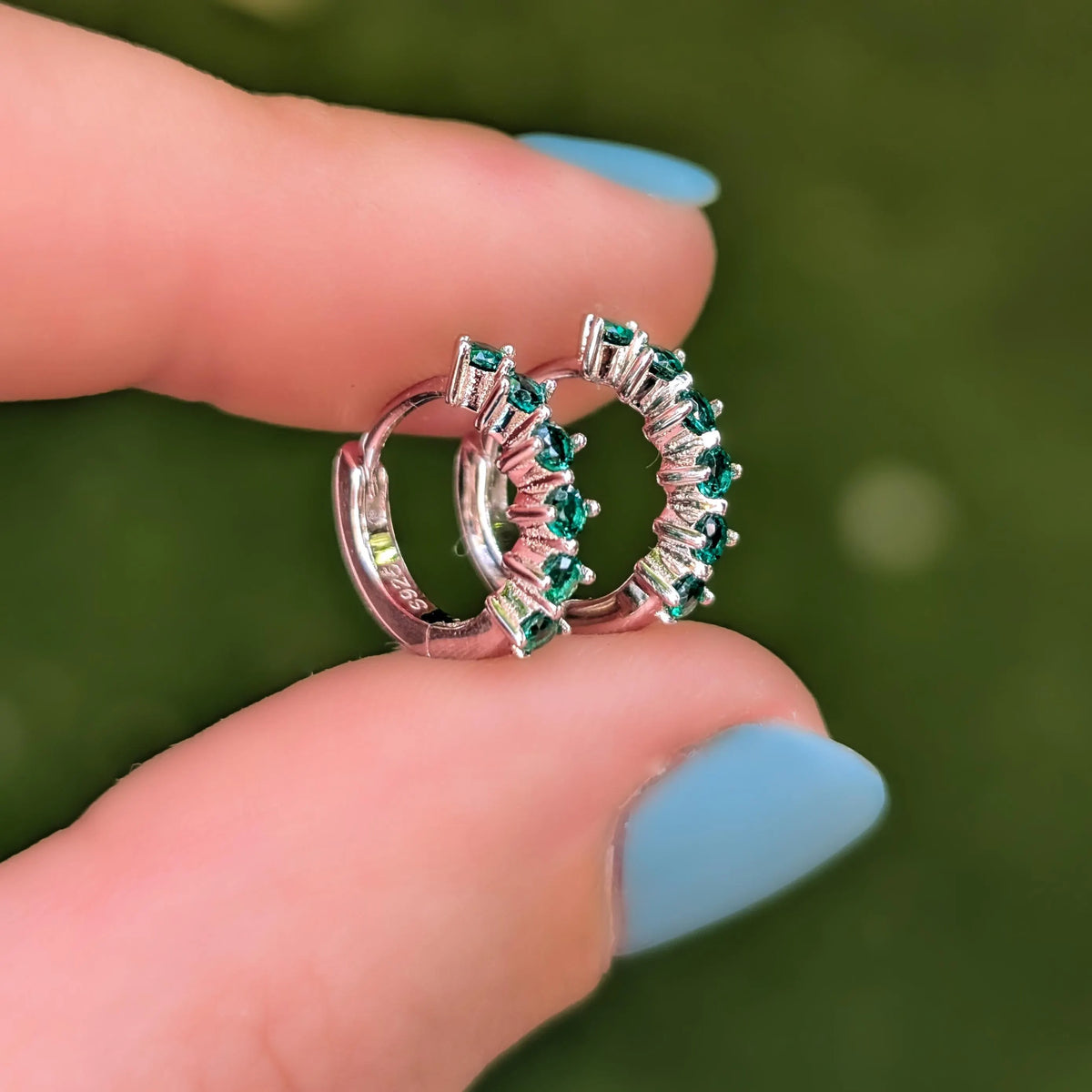 Small Emerald Hoops