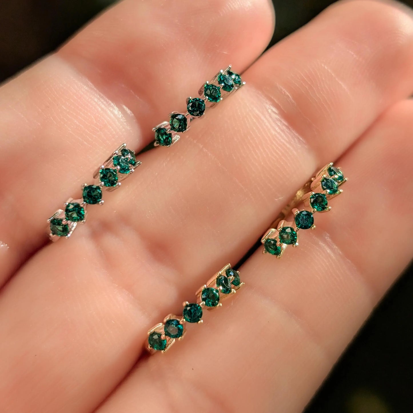 Small Emerald Hoops