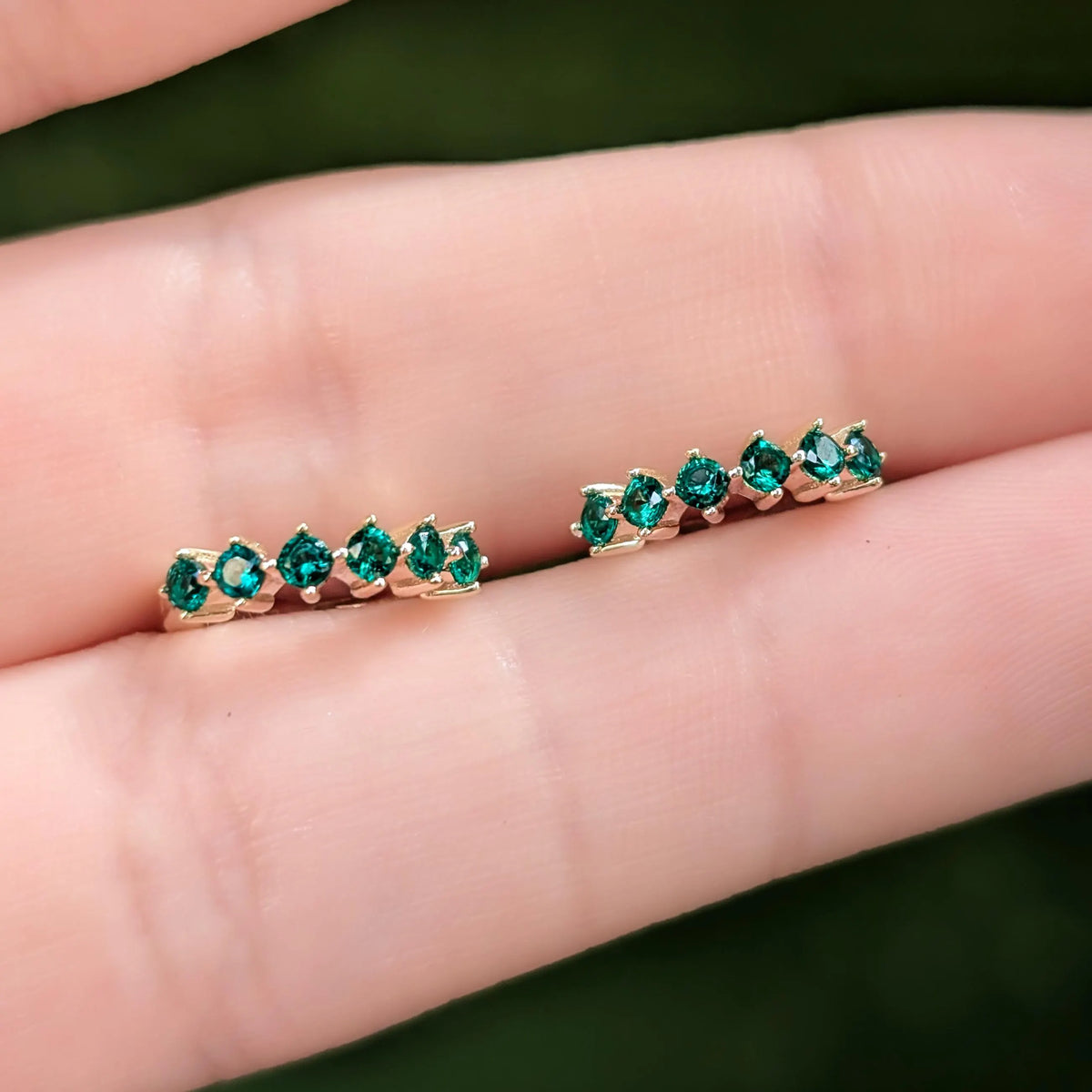 Small Emerald Hoops
