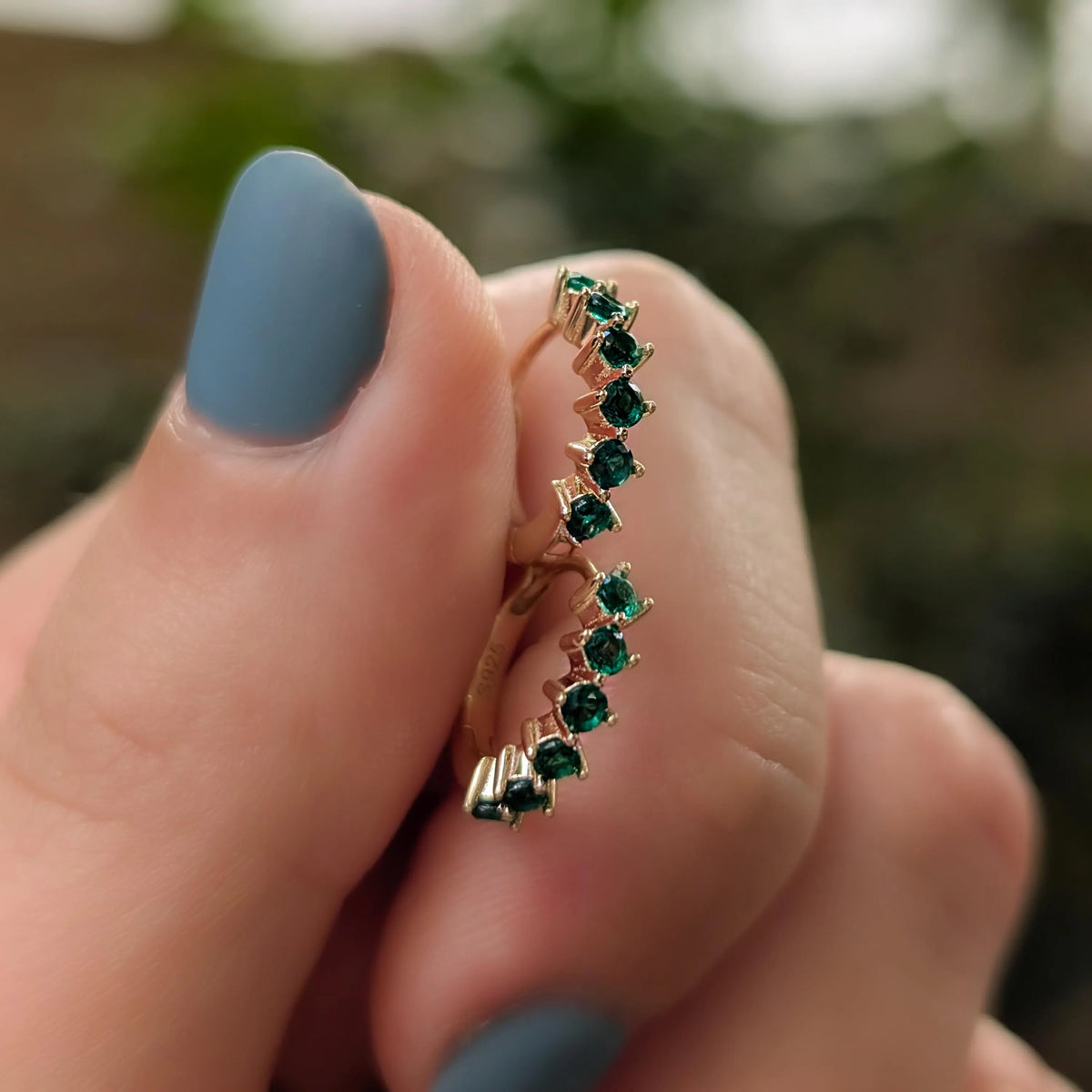 Small Emerald Hoops