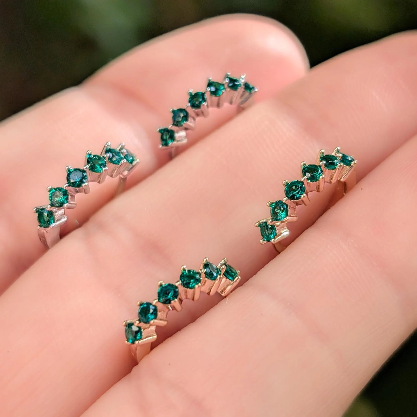 Small Emerald Hoops