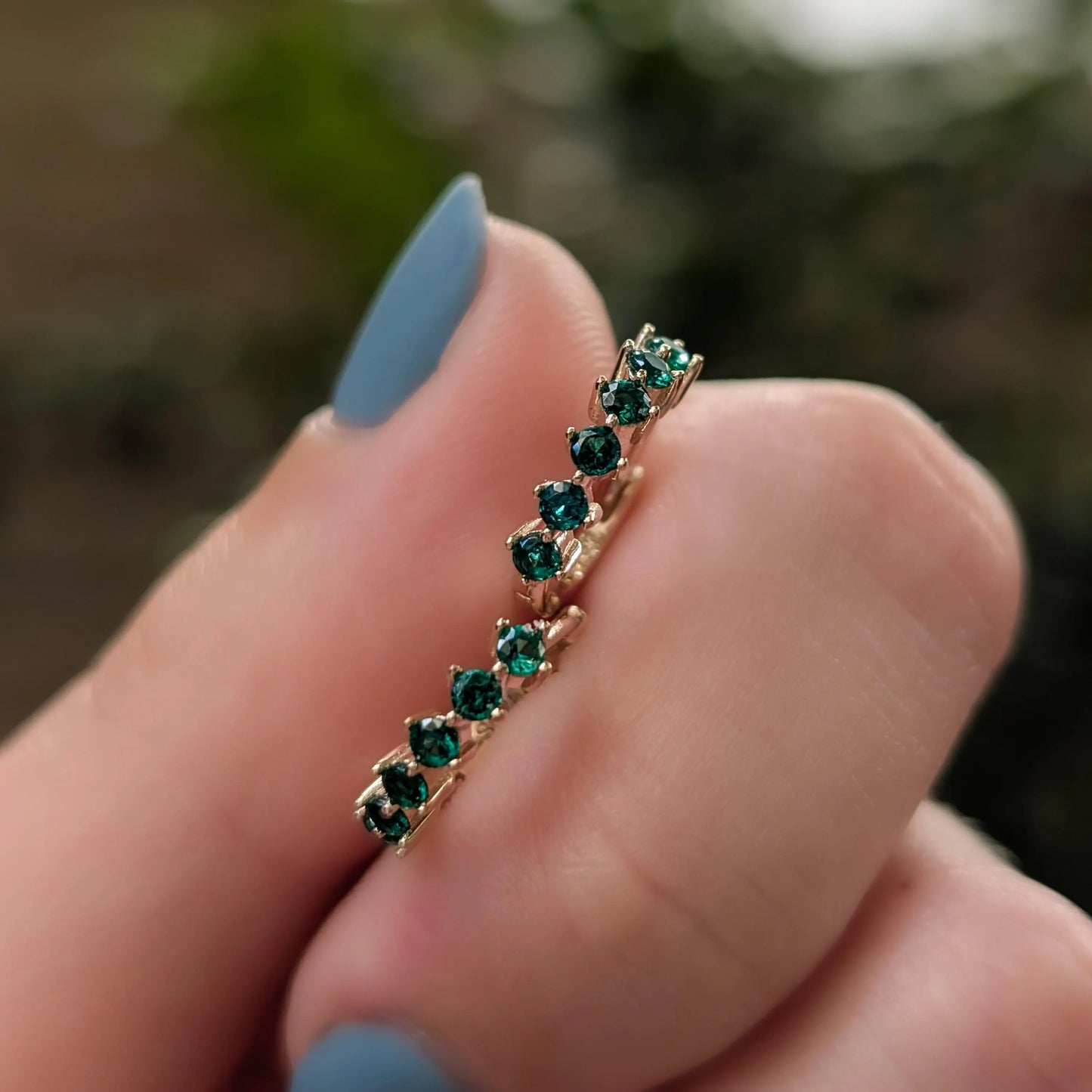 Small Emerald Hoops