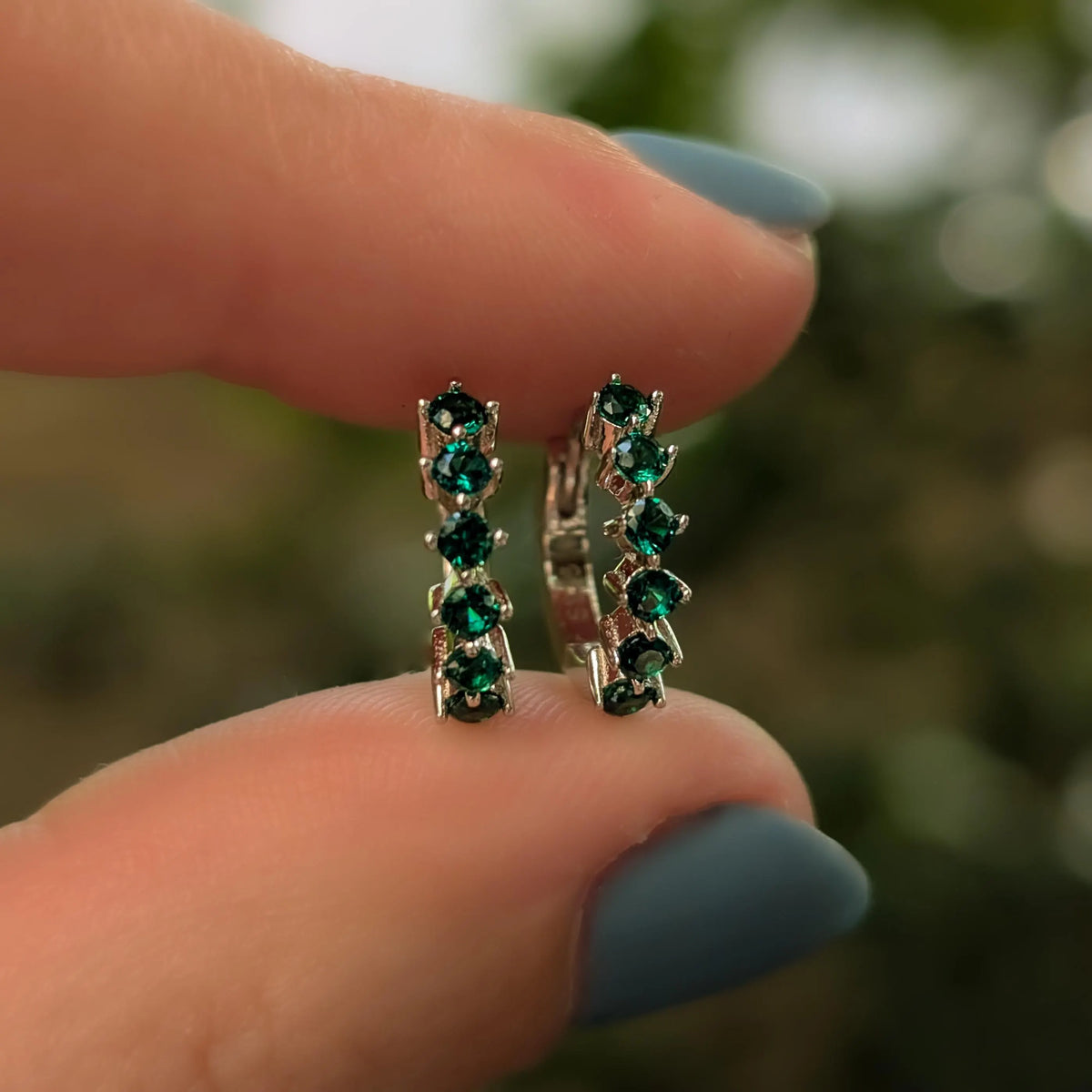 Small Emerald Hoops