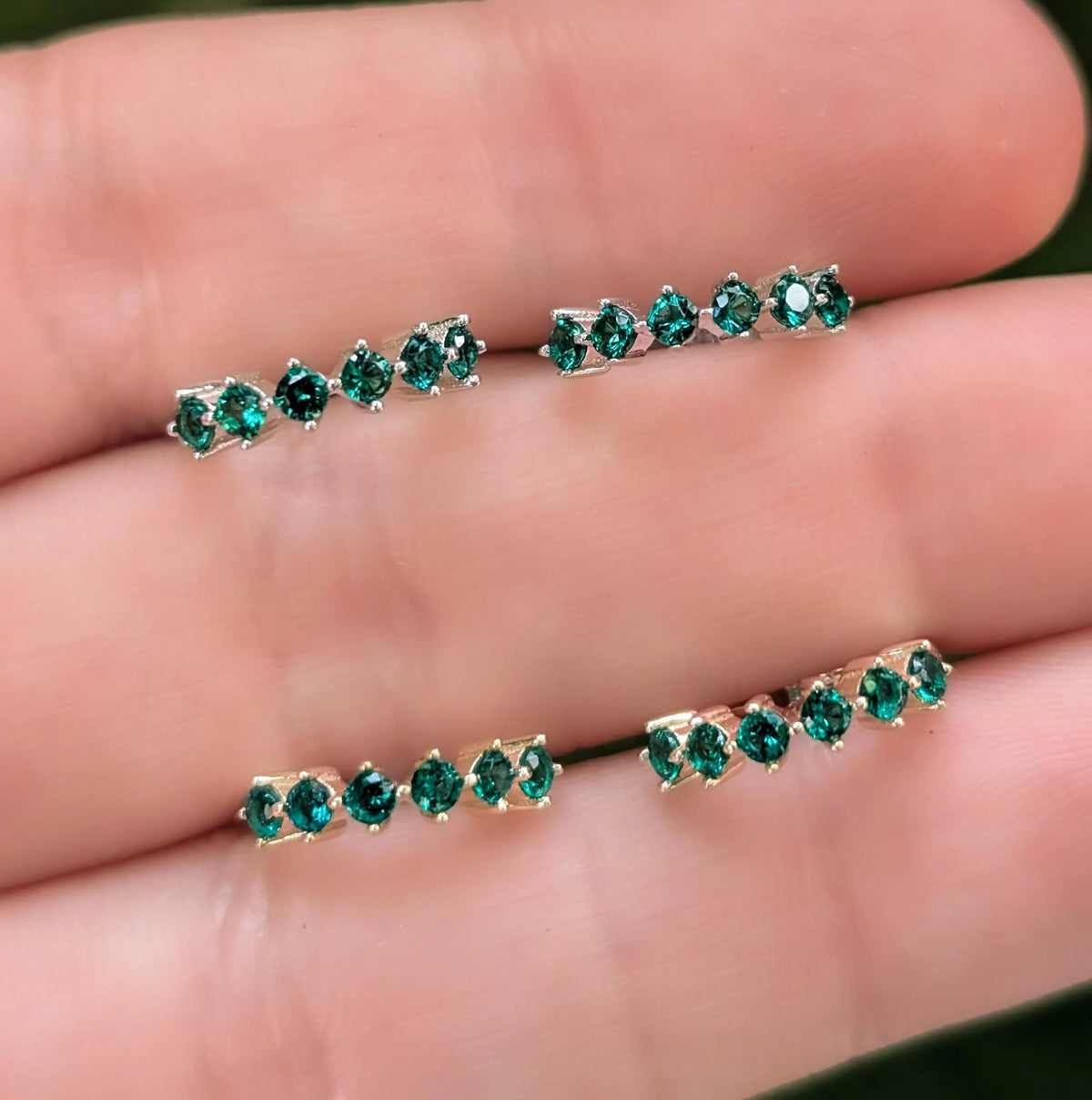 Small Emerald Hoops