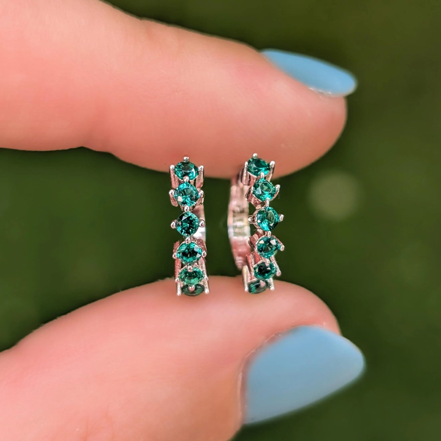 Small Emerald Hoops