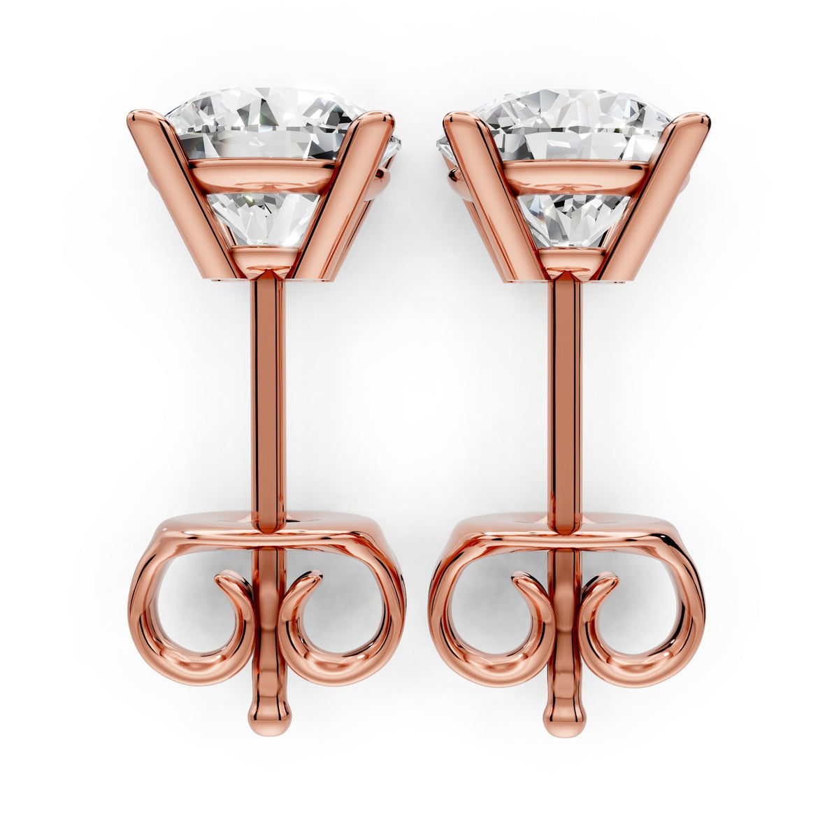 Diamond Earring Studs 14k Solid Gold Lab Grown 4 Prong Diamond Earrings For Women VS1 Clarity IGI Certified