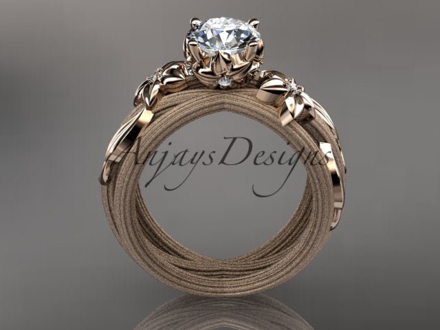 Floral Lab Grown Diamond Engagement Ring Leaf Vine 1 CT IGI Certified Diamond Ring Nature Inspired