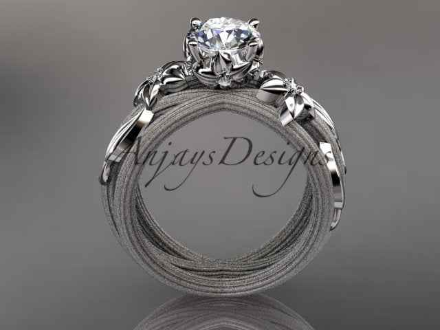 Floral Lab Grown Diamond Engagement Ring Leaf Vine 1 CT IGI Certified Diamond Ring Nature Inspired