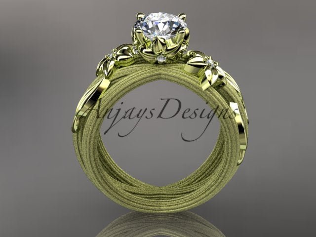 Floral Lab Grown Diamond Engagement Ring Leaf Vine 1 CT IGI Certified Diamond Ring Nature Inspired
