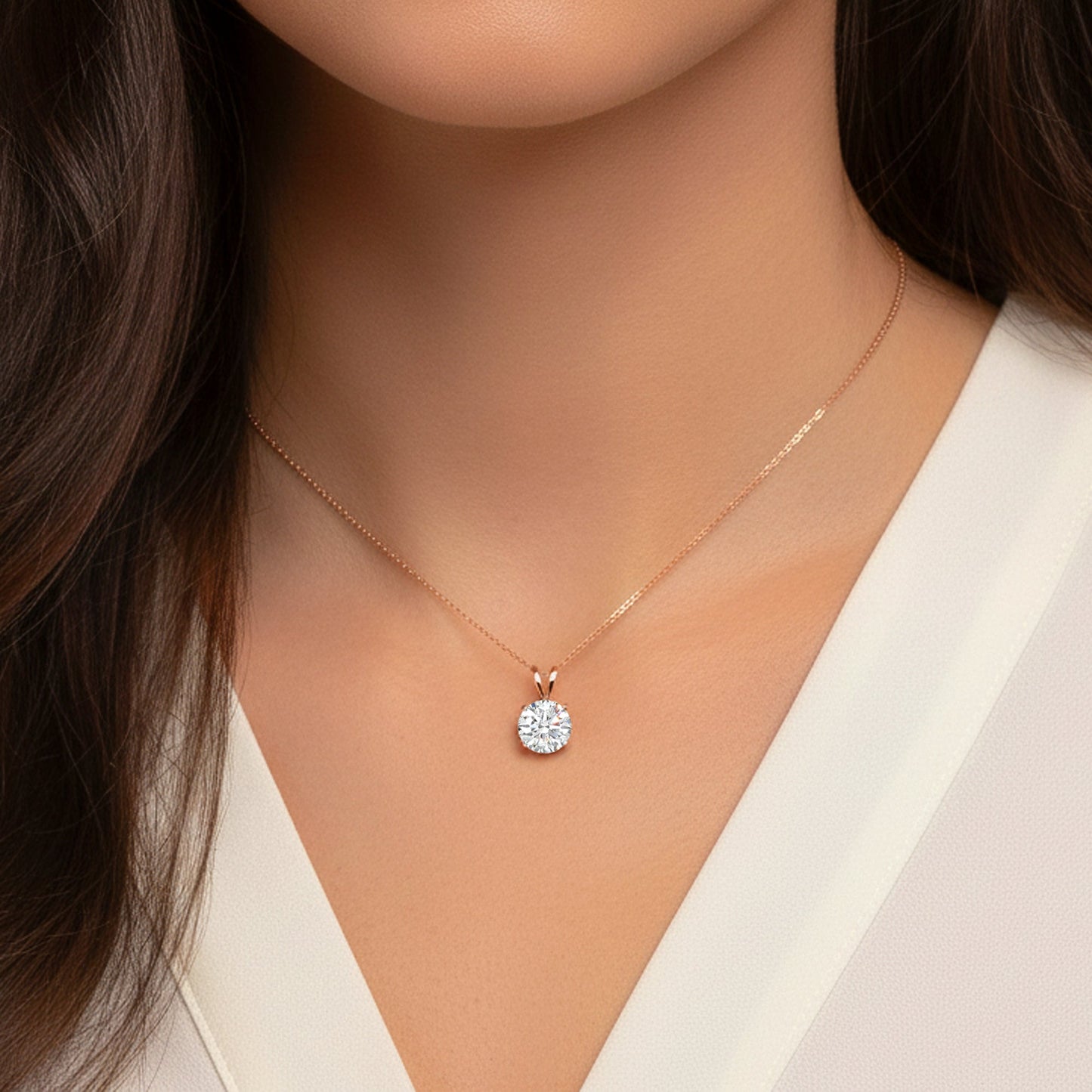 Lab Grown Diamond Solitaire Pendant 14K Gold Diamond Necklace IGI Certified 4 Prong Dainty Minimalist Pendant Perfect Gift