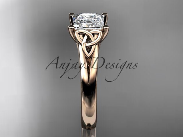 Princess Cut Lab Grown Diamond Ring 14K White Gold Engagement Ring Irish Celtic Engagement Ring IGI Certified
