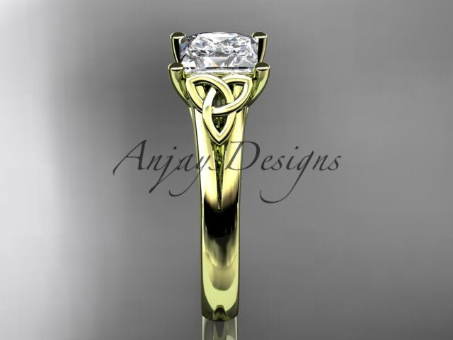 Princess Cut Lab Grown Diamond Ring 14K White Gold Engagement Ring Irish Celtic Engagement Ring IGI Certified