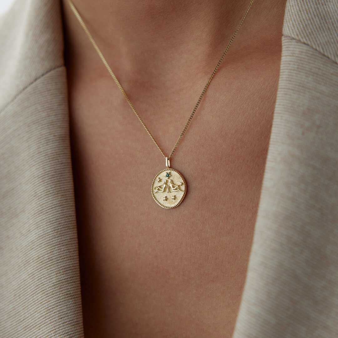 14k Gold Gemini Necklace