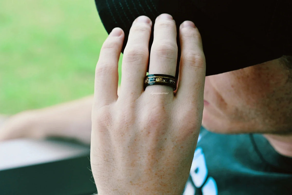 Black Onyx & Meteorite Celtic Couples Ring Set