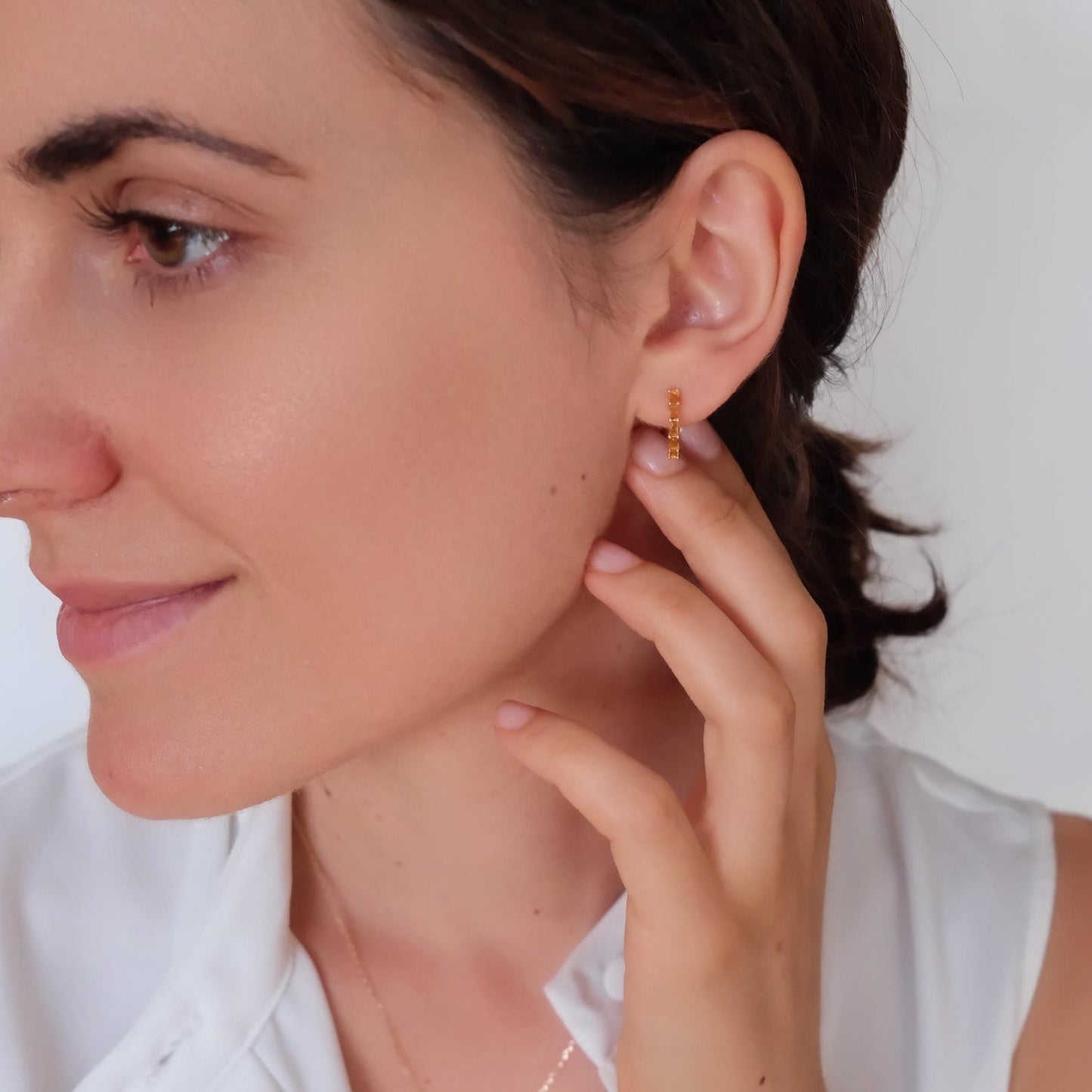 Huggie Green Earrings