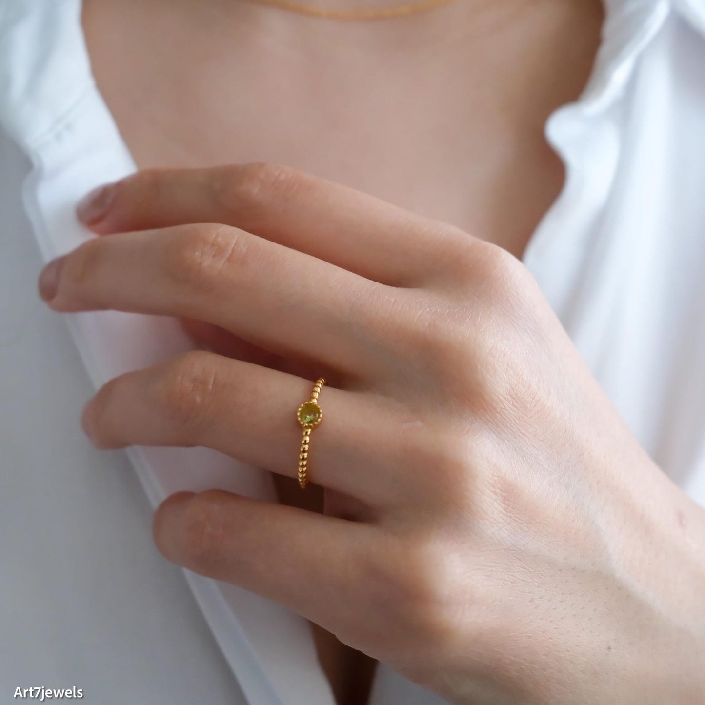 August Birthstone Peridot Ring