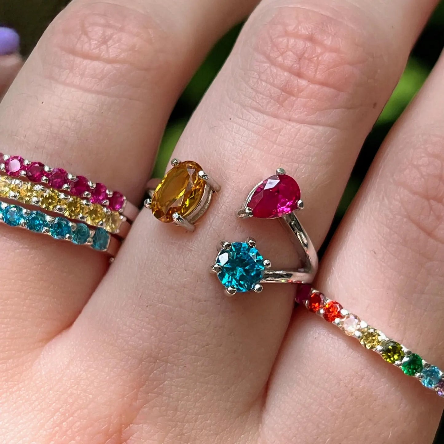 3 Stone Ring - Pansexual Flag
