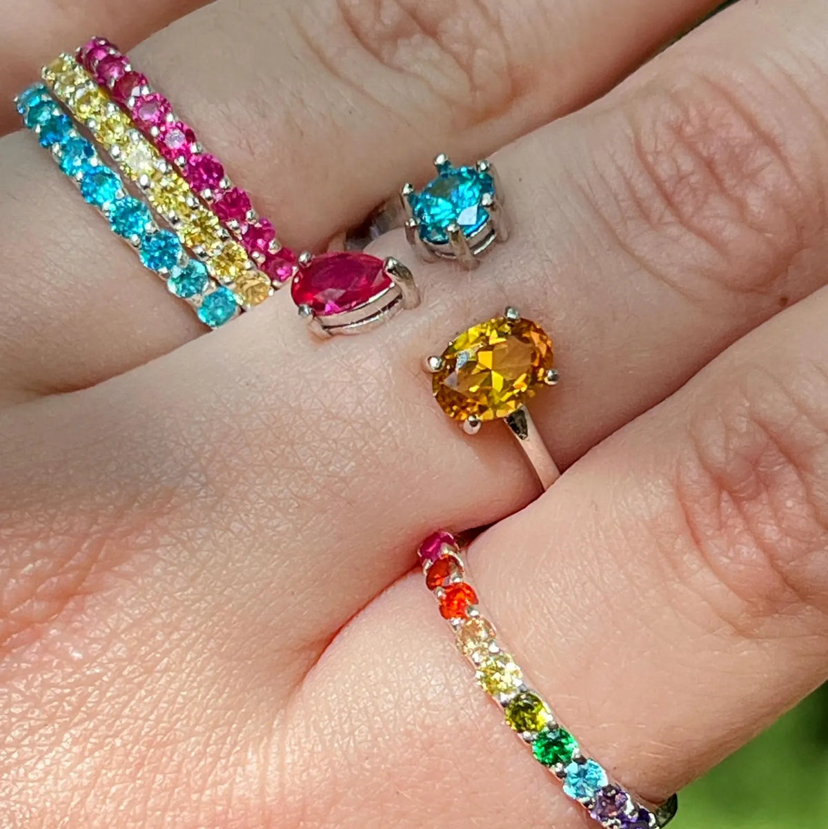 3 Stone Ring - Pansexual Flag