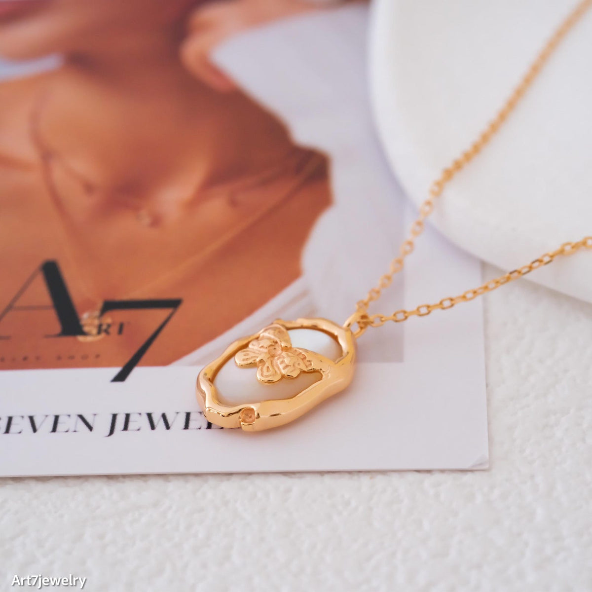Mother of Pearl Butterfly Necklace