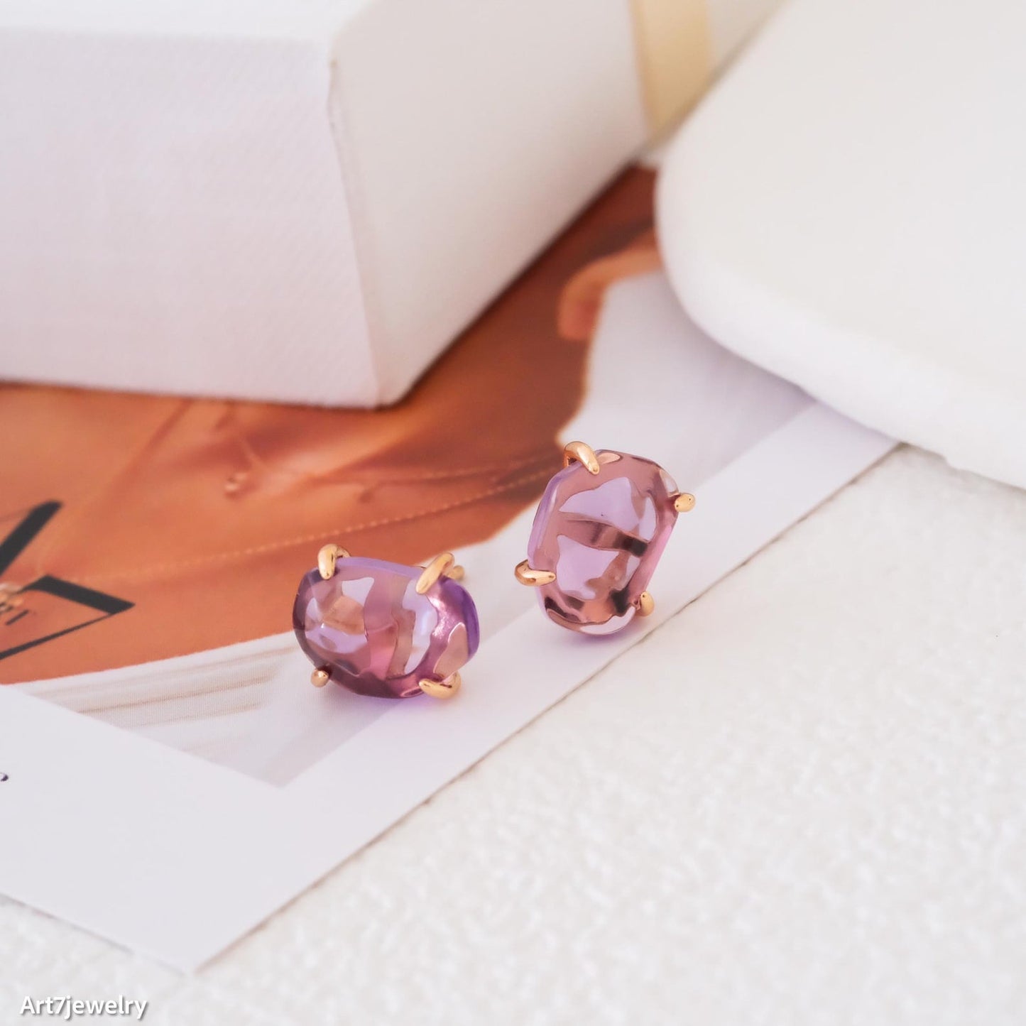 Amethyst Stud Earrings