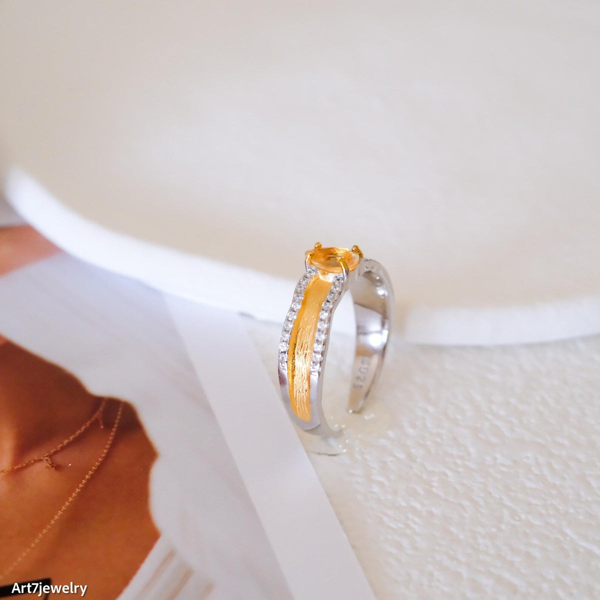 Two Toned Citrine Ring