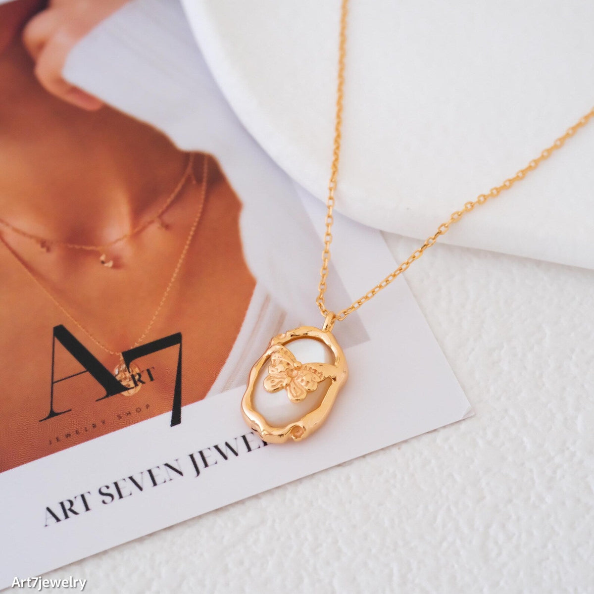Mother of Pearl Butterfly Necklace
