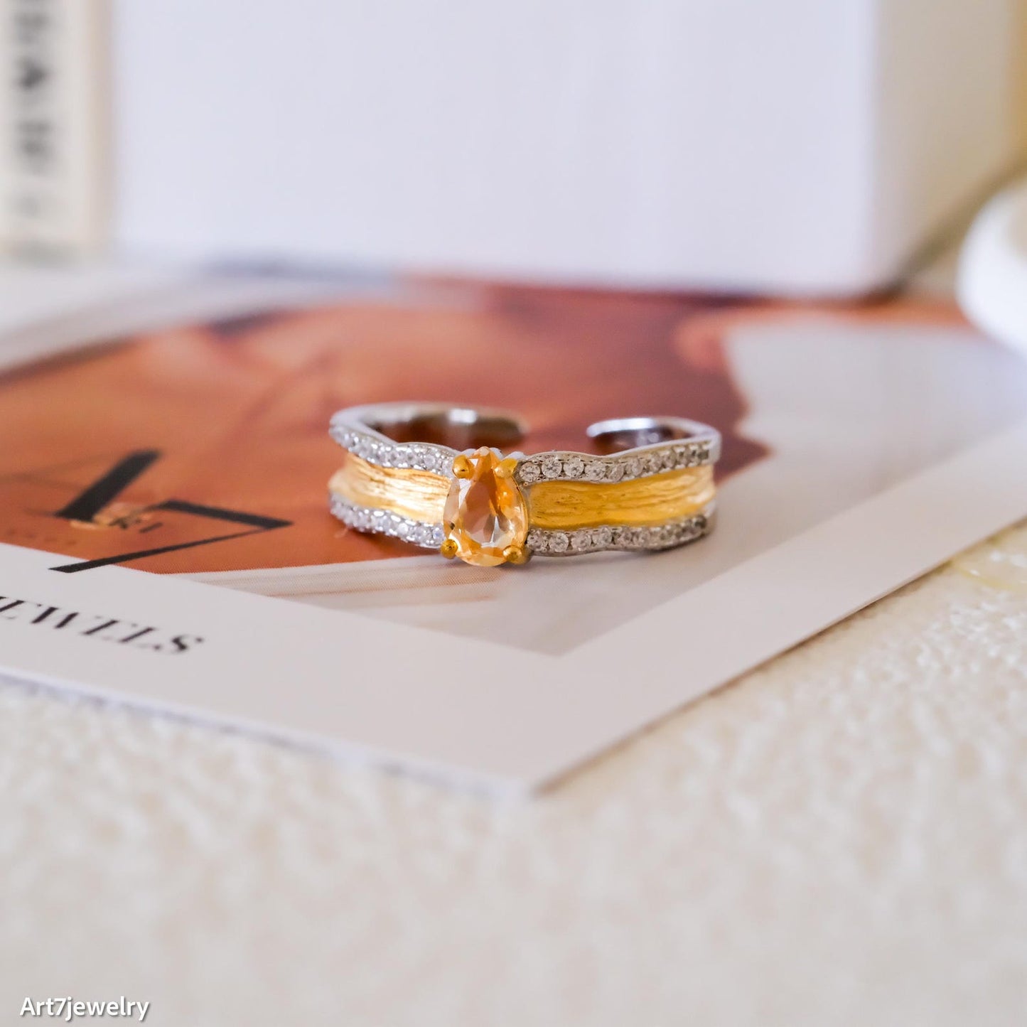 Two Toned Citrine Ring