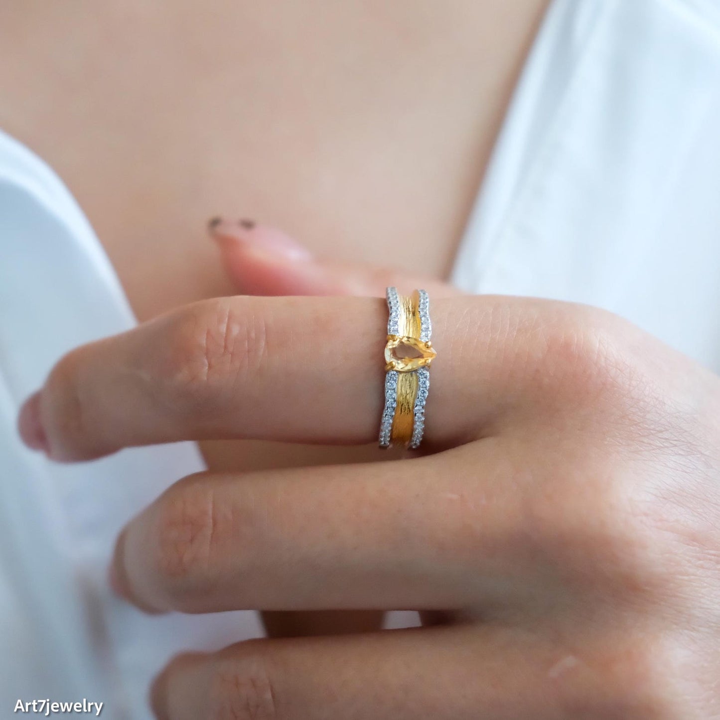 Two Toned Citrine Ring
