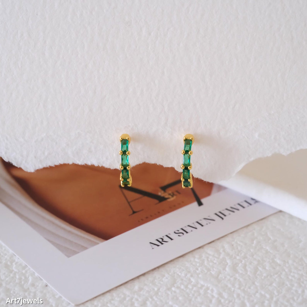 Huggie Green Earrings