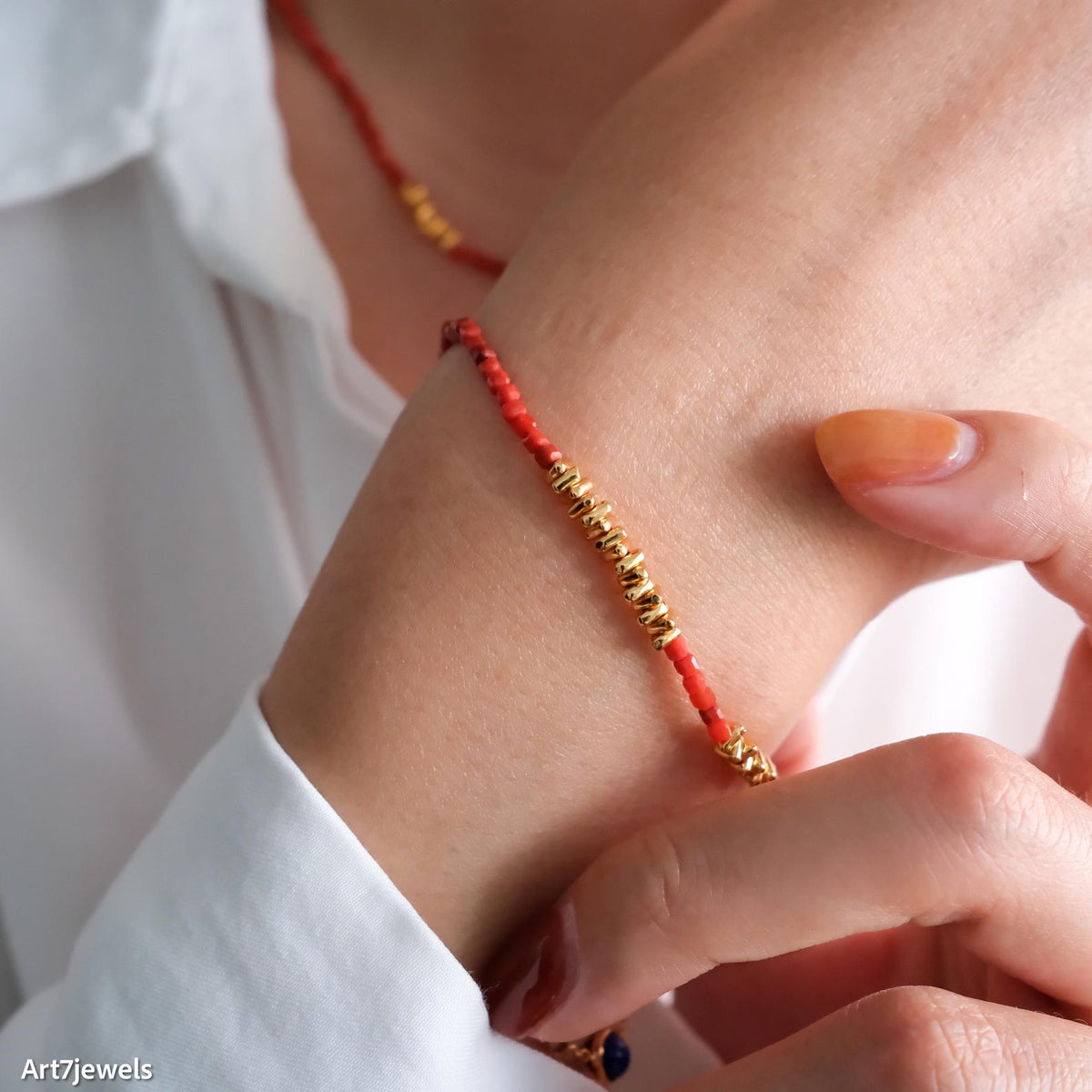 Carnelian Beaded Bracelet