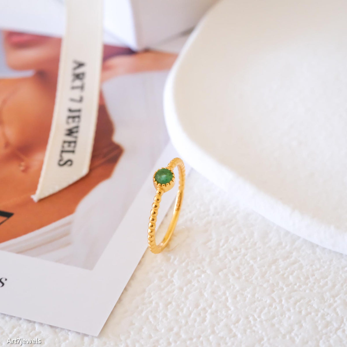 Gold Tiny Emerald Ring