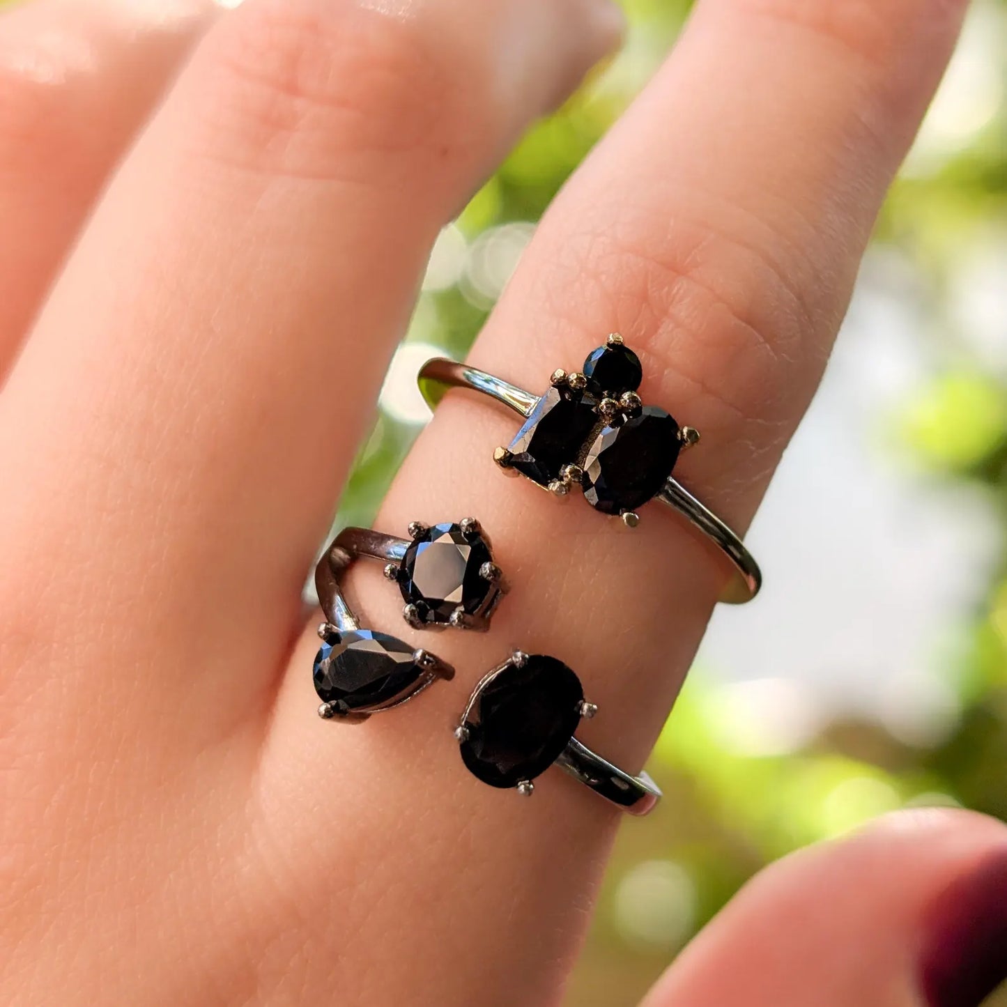 Onyx 3 Stone Ring