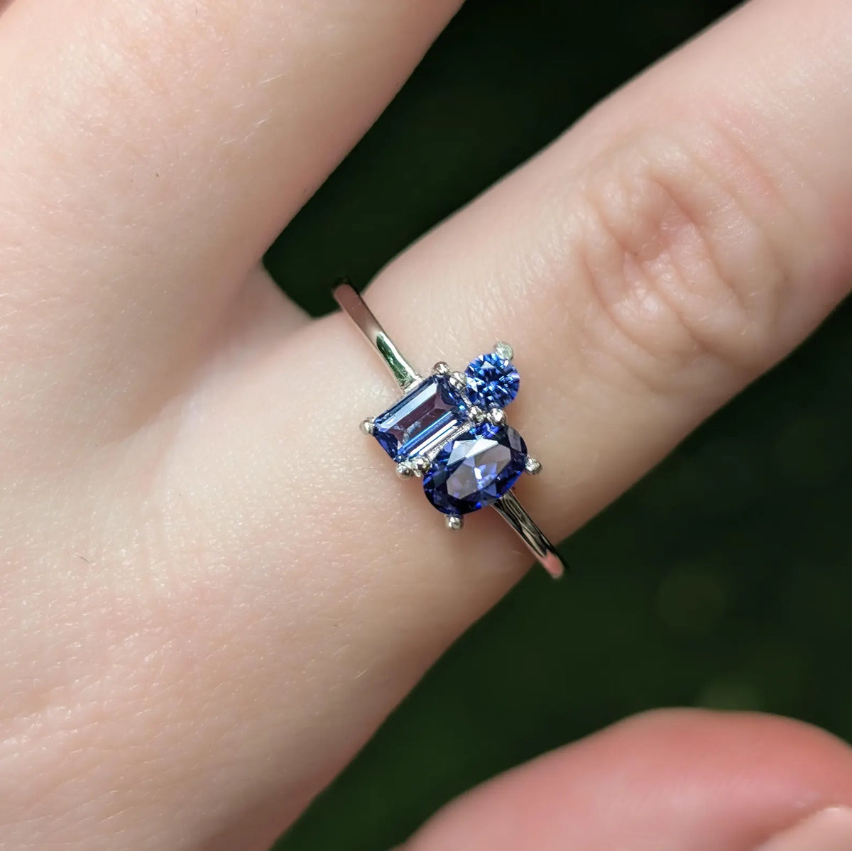 Tanzanite 3 Stone Cluster Ring