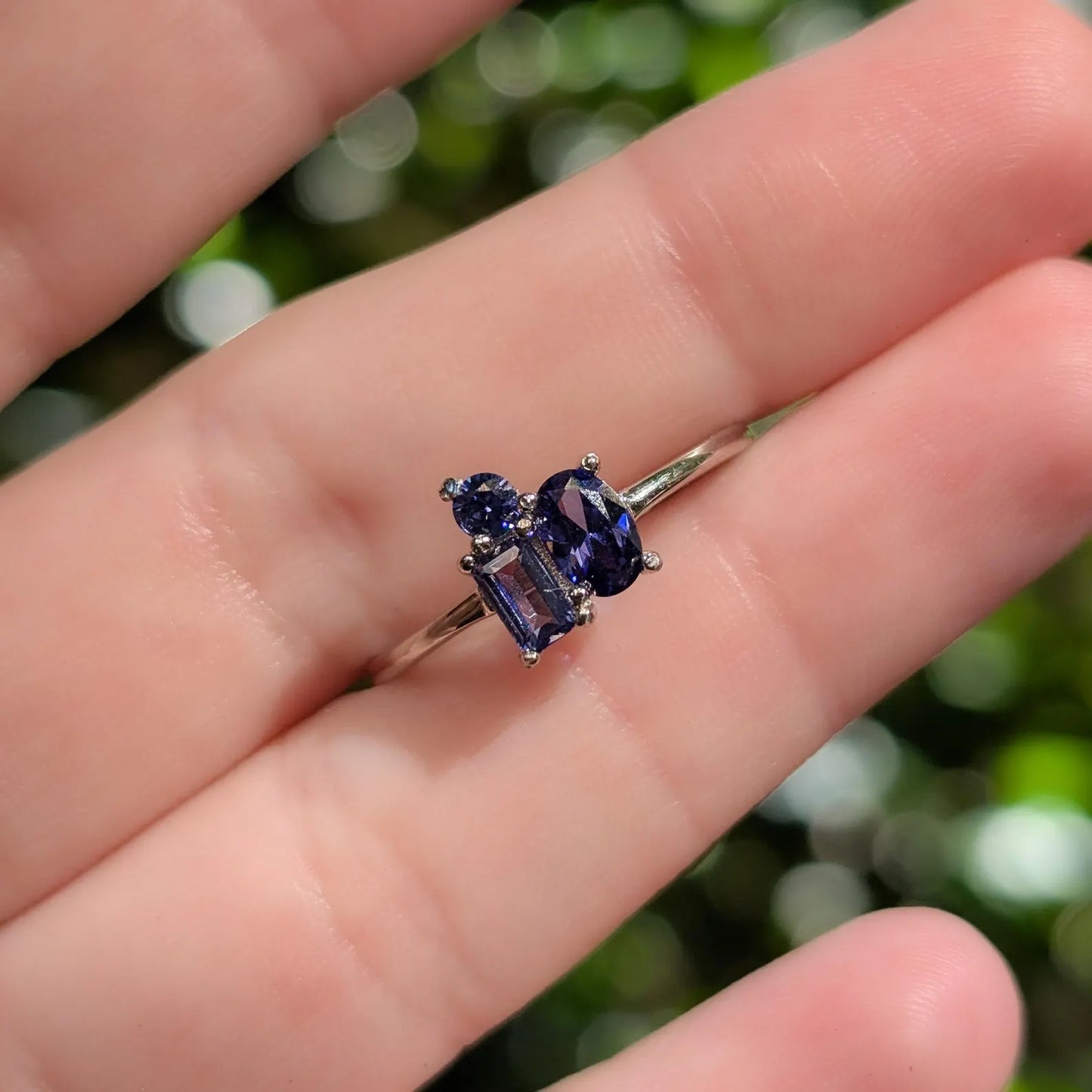 Tanzanite 3 Stone Cluster Ring
