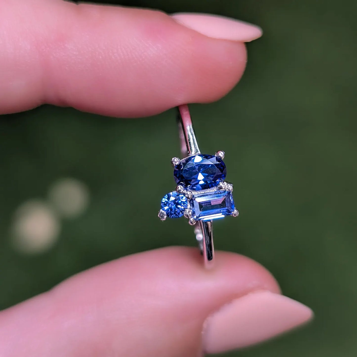 Tanzanite 3 Stone Cluster Ring