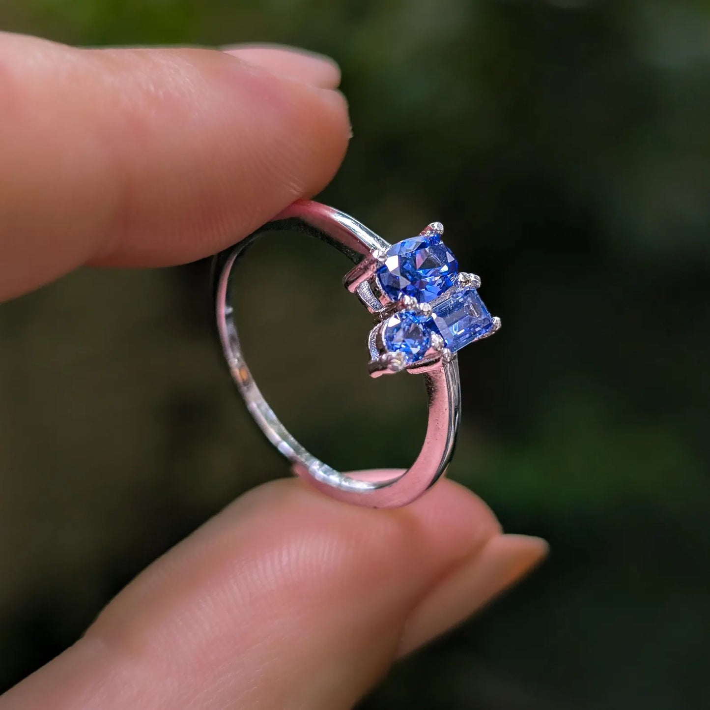 Tanzanite 3 Stone Cluster Ring