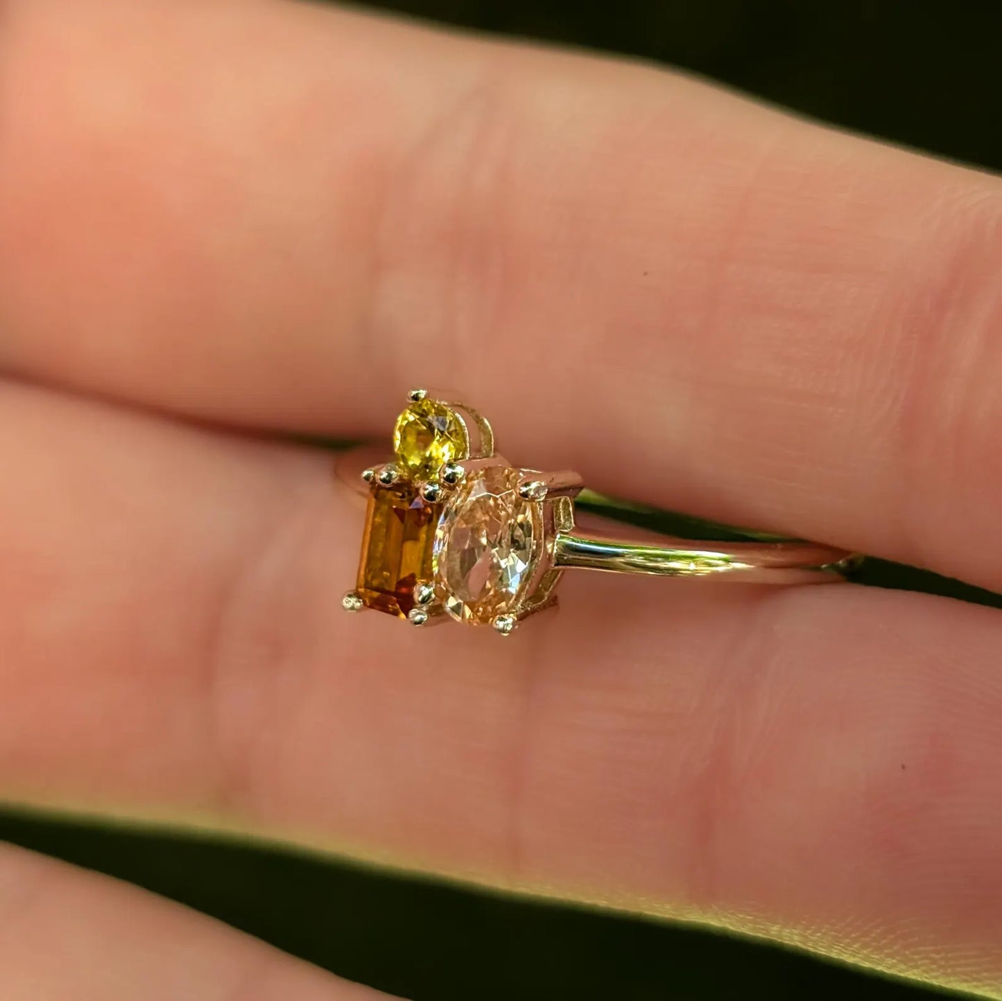 The Tulia - Citrine 3 Stone Cluster Ring